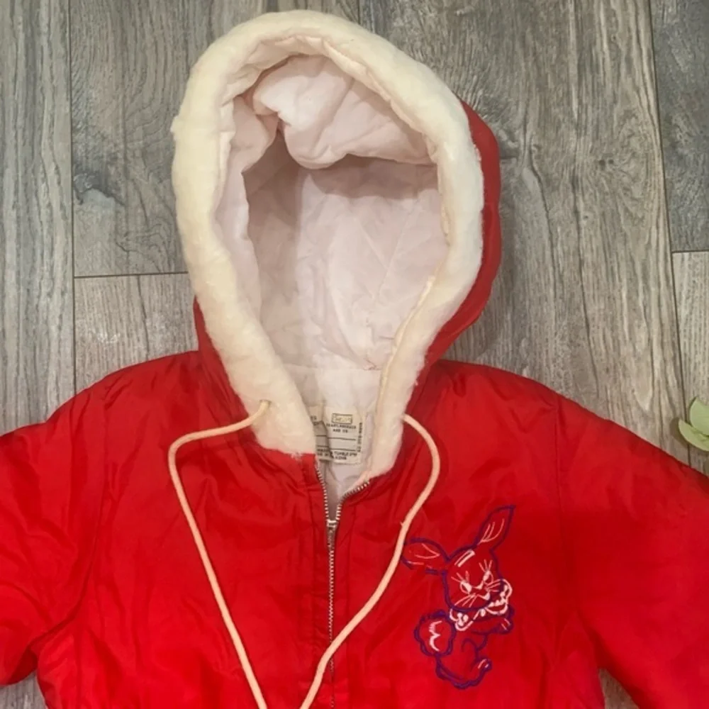 Vintage‎ Sears  0-24 Month Red  Infant Snowsuit Bunny Rabbit Made In Hong Kong